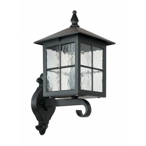 4251756345648 - Licht-erlebnisse - Außenwandleuchte IP43 Schwarz E27 Glas Aluguss Rustikal Außenlampe Wand Haus - Schwarz