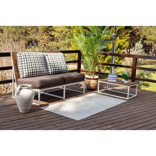 0889292546300 - Surya - Teppich Outdoor Indoor Terrasse Balkon Modernes Abstraktes Design Elfenbein und Grau 80 x 150 cm