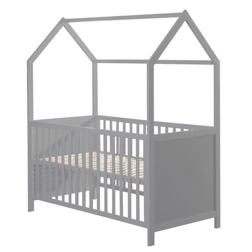 4005317325583 - Hausbett 70 x 140 cm FSC zertifiziert Kombi-Kinderbett taupe 3-fach verstellbar umbaubar