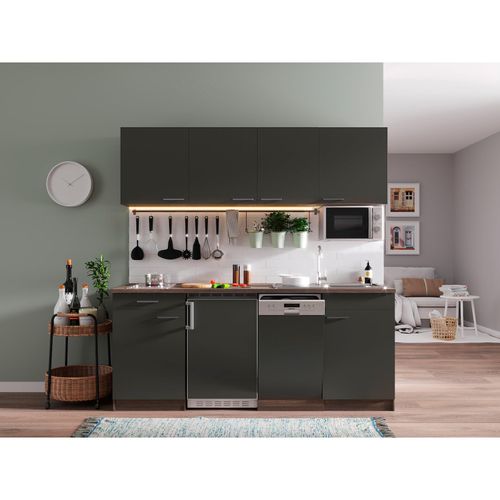 4260344978229 - RESPEKTA Küchenzeile York aus der Serie Oliver mit E-Geräten Breite 195 cm grau