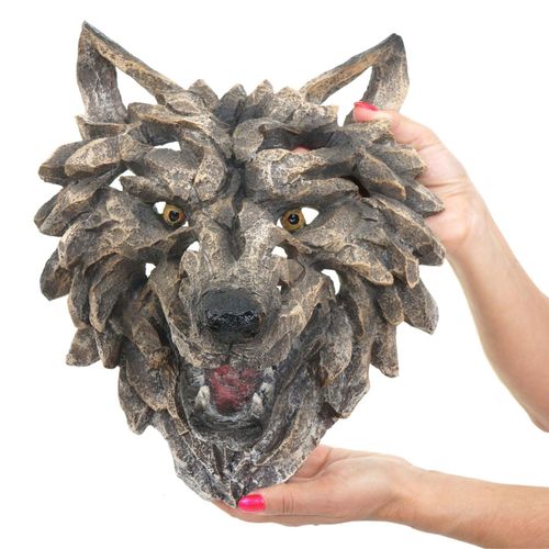 4057651574646 - Deko Schädel MCW-H41 Wanddeko Kopf Trophäe Polyresin Indoor Outdoor ~ Wolfskopf 32cm