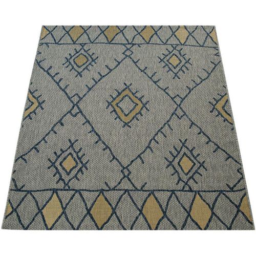 4061981066320 - Paco Home In- & Outdoor Teppich Flachgewebe Geometrisch Abstrakt Rauten Design Ethno Blau 120x160 cm