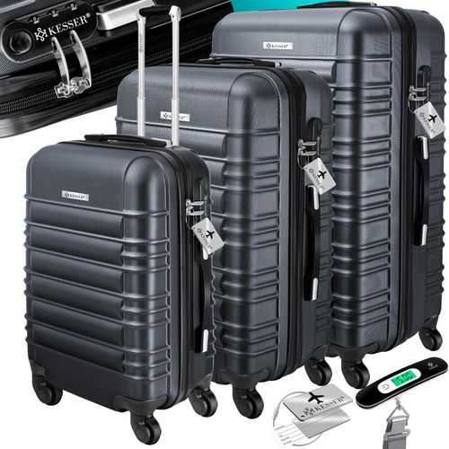 4260635557911 - KESSER® 3tlg Hartschalenkofferset Hartschalenkoffer Reisekoffer Set Reisekofferset Trolley Koffer Inkl Kofferwaage + Gepäckanhänger Rollkoffer Schloss 4 Rollen ABS-Hartschale Teleskopgriff M-L-XL 4260635557911 - KESSER® 3tlg Hartschalenkofferset Hartschalenkoffer Reisekoffer Set Reisekofferset Trolley Koffer Inkl Kofferwaage + Gepäckanhänger Rollkoffer Schloss 4 Rollen ABS-Hartschale Teleskopgriff M-L-XL