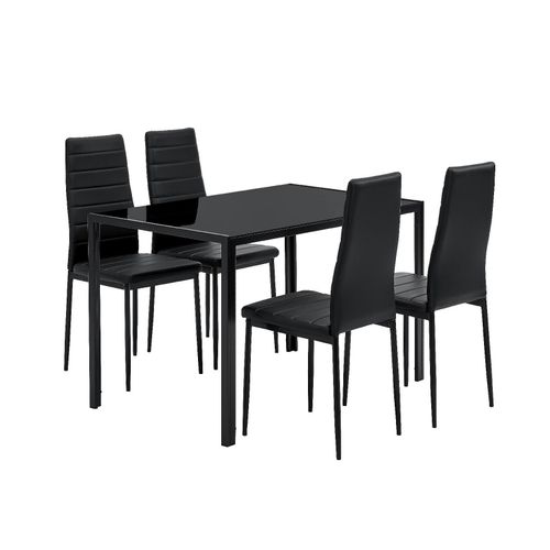 4260565529033 - Essgruppe Dalya - Set mit Esstisch & Stühlen für 4 Personen - Esszimmergarnitur in Schwarz