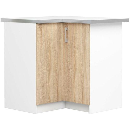 5901738163393 - Küchenschrank Akord lima modular S90 Unterschrank für die Ecke der Küche mit Arbeitsplatte Weiß 84 cm 2 Türen 2 Ebenen Front Sonoma-Eiche B84 x H855