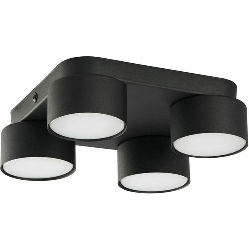 4255596653017 - Licht-erlebnisse - Deckenlampe flach h 65 cm b 22 cm Schwarz 4-flammig GX53 Metall Deckenleuchte Flur Küche - Schwarz