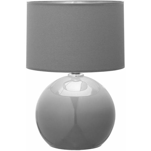 4255596652843 - Licht-erlebnisse - Tischleuchte E27 54 cm Grau Graphit Stoff Glas Tischlampe Schlafzimmer Wohnzimmer - Grau Graphit