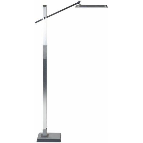 4255664828200 - Beliani - LED-Stehlampe Silber Metall und Kunststoff 144 cm Dimmbar cct Verstellbarer Arm und Schrim Modern Bogenlampe Beleuchtung Heim Büro - Schwarz