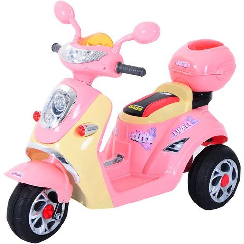 4250871239986 - Elektro Kindermotorrad Elektromotorrad Kinderelektroauto Kinderfahrzeug Dreirad 6V Metall+PP 108x51x75cm (Rosa+Gelb) - Kindermotorrad Rosa+Weiß