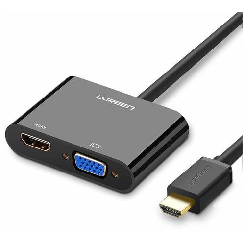 6957303847440 - Mini hdmi (stecker) - vga (buchse)   hdmi (buchse) + mini klinke 35mm (buchse) adapter schwarz - Ugreen