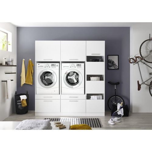 4262376918716 - Waschmaschinenschrank Trockner Schrank Wäscheschrank 185 cm Weiß Clara Respekta