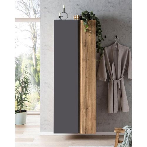 4066075086918 - Lomadox - Badezimmer Hochschrank 65cm VASTO-03-GREY in Wotan Eiche Nb mit grau matt b h t ca 65 180 35 cm - grau