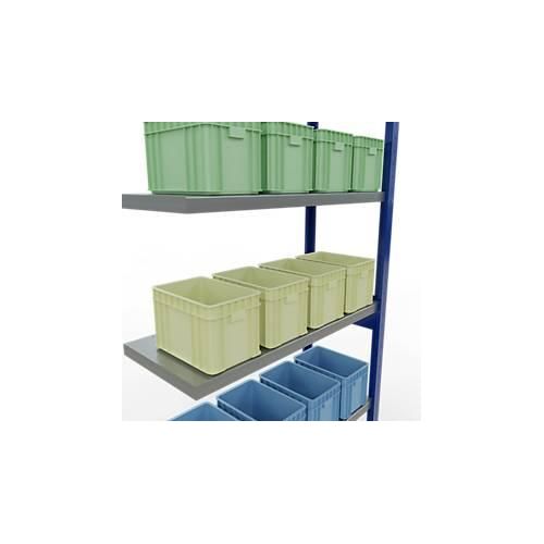 4004514282897 - Schulte Lagertechnik Fachbodenregal-Stecksystem MULTIplus 250 Anbauregal Längenriegel 2500x1000x400 mm 6 Böden enzianblau verzinkt