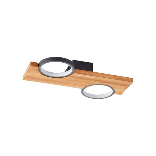 4004353429620 - Lampe Cheesy led Deckenleuchte 40x25cm matt schwarz holz braun 14 w led integriert - braun - Brilliant