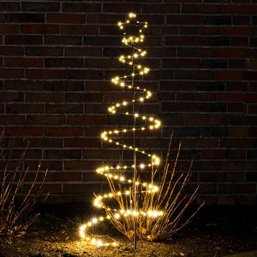 4260700655979 - Spetebo - led Spiral Tannenbaum Garten Deko schwarz - 130 cm - mit 180 led umwickelt