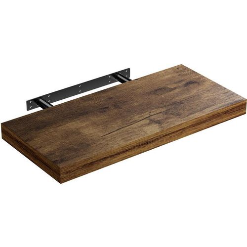 4250525371864 - Wandregal Freischwebend inkl Halterung mdf 15kg Tragkraft 38cm Stärke Wand Flur Board Regal Bücherregal Hängeregal Küchenregal 50cm Eiche dunkel