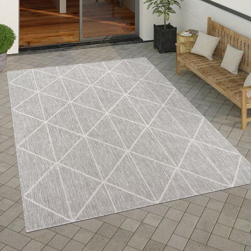 4061981116575 - Paco Home Outdoor Teppich Wetterfest Wohnzimmer Küche Balkon Skandinavisch Geometrisch 160x220 cm Grau