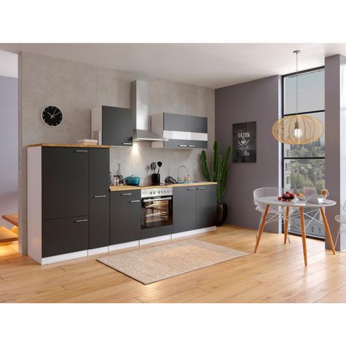 4260515335486 - Küchenzeile KB300WSC 300 cm Weiß - Schwarz 4260515335486 - Küchenzeile KB300WSC 300 cm Weiß - Schwarz