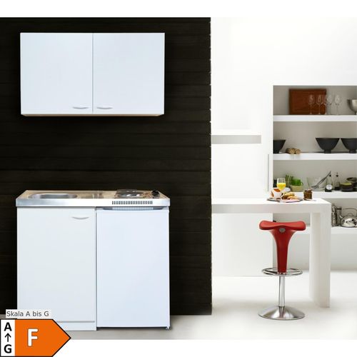 4260515339330 - Miniküche Weiß m Spüle Koch feld Kühlschrank B ca 100 cm