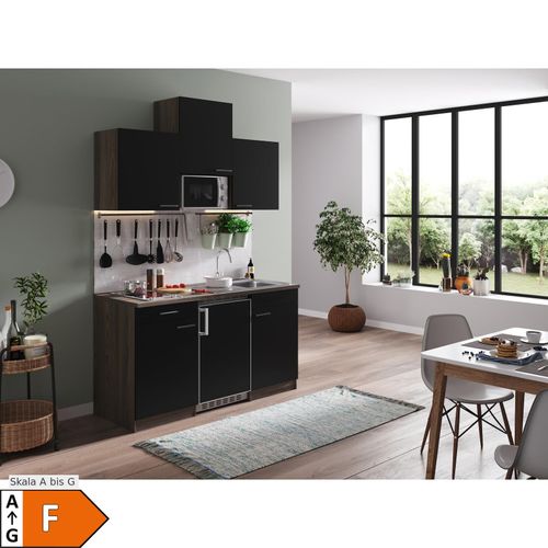 4260344977987 - Küchenzeile KB150EYSMIC 150 cm Schwarz-Eiche York Nachbildung