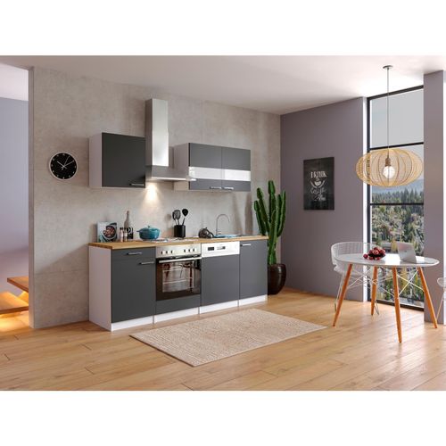 4260515334717 - Küchenzeile KB220WG 220 cm Weiß - Grau 4260515334717 - Küchenzeile KB220WG 220 cm Weiß - Grau