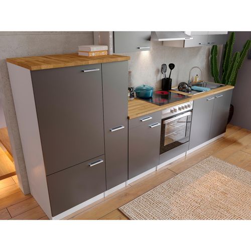 4260515335387 - Küchenzeile KB300WGC 300 cm Weiß - Grau