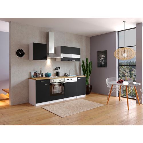 4260515334755 - Küchenzeile KB220WS 220 cm Weiß - Schwarz