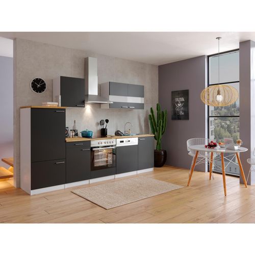 4260515335288 - Küchenzeile Economy m Geräten 280x172cm Schwarz NussbaumDeko 4260515335288 - Küchenzeile Economy m Geräten 280x172cm Schwarz NussbaumDeko
