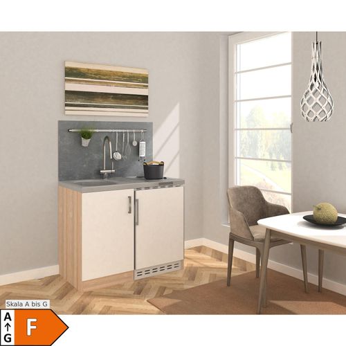4260515333055 - Miniküche Weiss Eiche Sonoma m Geräten B ca 100cm 4260515333055 - Miniküche Weiss Eiche Sonoma m Geräten B ca 100cm