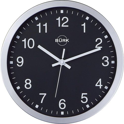 4030275000203 - Wanduhr aus ABS-Kunststoff silber Ø 300 mm Zifferblatt schwarz Quarzuhrwerk ab 3 Stk kaiserkraft