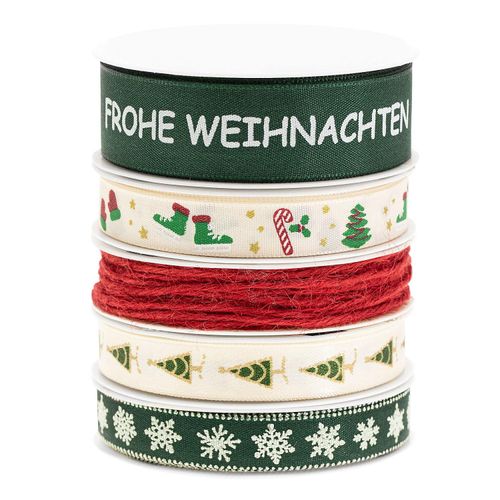 4058896314110 - Bänderpaket Weihnachten grün-rot 2–25 mm 4x 2 m 1x 3 m