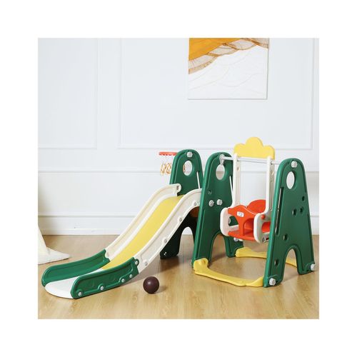 4260595754238 - Kinderrutsche Rutsche mit Basketballkorb - Froggy in Dunkelgrün - Baby Vivo 4260595754238 - Kinderrutsche Rutsche mit Basketballkorb - Froggy in Dunkelgrün - Baby Vivo
