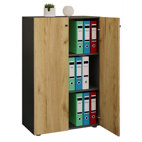 4051814432330 - my office Aktenschrank XL Lona 919580 anthrazit honig-eiche 2 Fachböden 700 x 390 x 1100 cm 4051814432330 - my office Aktenschrank XL Lona 919580 anthrazit honig-eiche 2 Fachböden 700 x 390 x 1100 cm