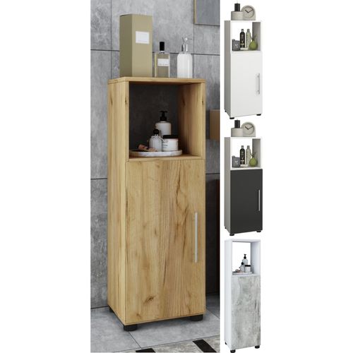 4051814431036 - Holz Midischrank Badschrank mit offenem Fach und einer Drehtür Maße H 93 x B 31 x T 30 cm Midischrank - Flandu 4051814431036 - Holz Midischrank Badschrank mit offenem Fach und einer Drehtür Maße H 93 x B 31 x T 30 cm Midischrank - Flandu