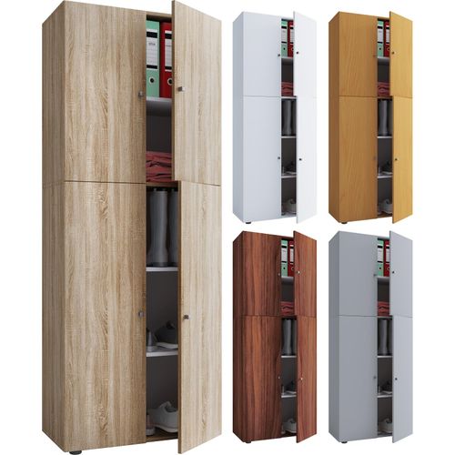 4051814432439 - Holz Kleiderschrank Schrank mit 5 Fächern und Drehtüren Maße ca B 70 x H 184 x T 40 cm – Lona 4051814432439 - Holz Kleiderschrank Schrank mit 5 Fächern und Drehtüren Maße ca B 70 x H 184 x T 40 cm – Lona