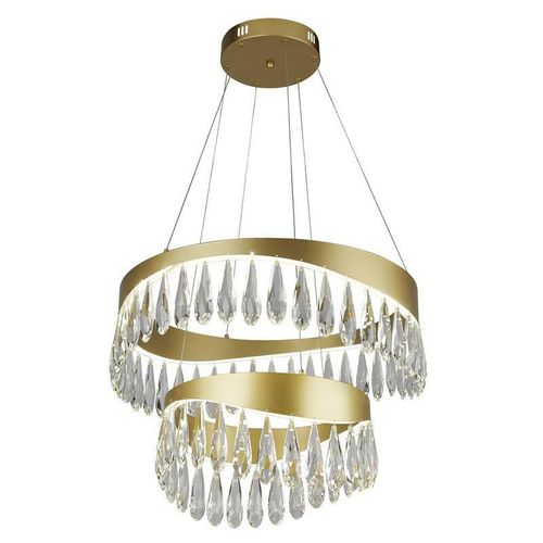 5053423185385 - Searchlight Lighting - Searchlight Jewel 2-stufiger LED-Anhänger Gold Kristall 4000K