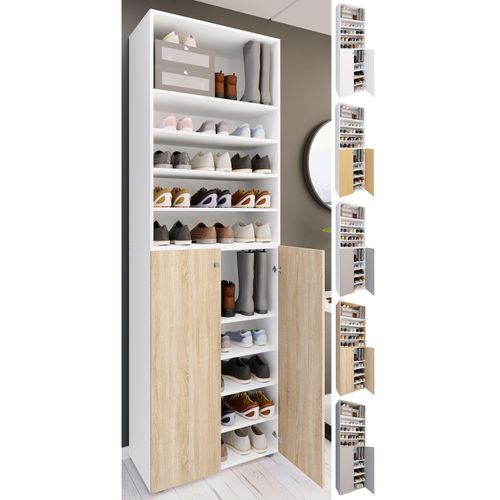 4051814428746 - XL Holz Großer Schuhschrank Schuhregal Groß Stiefel Dielenmöbel Lona 10 Fächer 4051814428746 - XL Holz Großer Schuhschrank Schuhregal Groß Stiefel Dielenmöbel Lona 10 Fächer