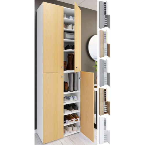 4051814428654 - XL Holz Großer Schuhschrank Schuhregal Groß Stiefel Dielenmöbel Lona 10 Fächer Drehtüren 4051814428654 - XL Holz Großer Schuhschrank Schuhregal Groß Stiefel Dielenmöbel Lona 10 Fächer Drehtüren