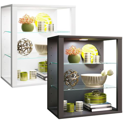 4051814430411 - Wandregal Vitrine hängend Vitrine ohne Glasfronten Maße ca H 60 x B 52 x T 35 cm Hängevitrine Modern und platzsparend Vitrinenschrank - Glasol S Gr 52 weiß B52cm H60cm T35cm Holzwerkstoff Holz Spanplatte Glas Regale