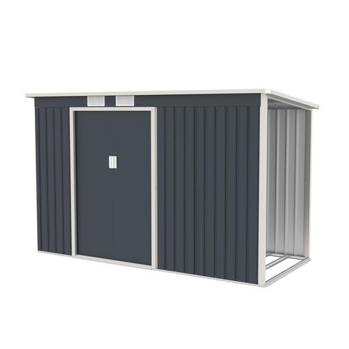 4260565529392 - Metall Gerätehaus M mit Holzunterstand rechts - Großes Gartenhaus Schiebetür Lüftungsgitter 4260565529392 - Metall Gerätehaus M mit Holzunterstand rechts - Großes Gartenhaus Schiebetür Lüftungsgitter