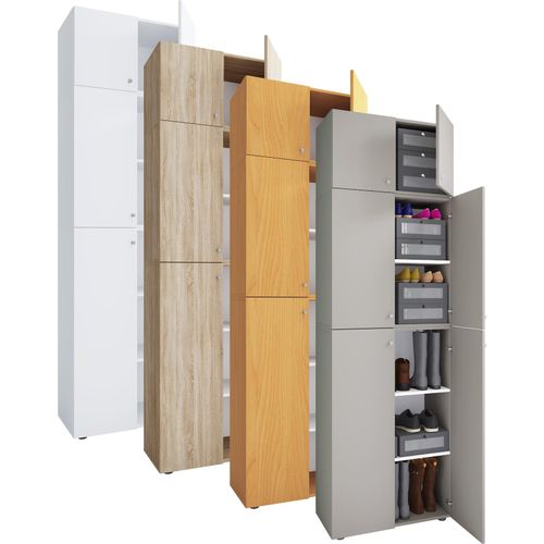 4051814413223 - Holz-Schuhschrank Maße H 223 x B 70 x T 39 cm Allzweckschrank 5 Fächer 4 Drehtüren Aufsatz mit 2 Türen– Lona 4051814413223 - Holz-Schuhschrank Maße H 223 x B 70 x T 39 cm Allzweckschrank 5 Fächer 4 Drehtüren Aufsatz mit 2 Türen– Lona