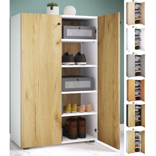4051814413834 - Holz-Schuhschrank Maße H 110 x B 70 x T 39 cm Allzweckschrank 5 Fächer 2 Drehtüren– Lona 4051814413834 - Holz-Schuhschrank Maße H 110 x B 70 x T 39 cm Allzweckschrank 5 Fächer 2 Drehtüren– Lona