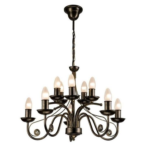 5907687422499 - Lamkur Lighting - Lamkur Donato Kronleuchter mit Stoffschirmen Schwarz 10x E14