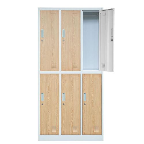 5902560332292 - Spint 3B2A Schließfachschrank Fächerschrank Wertfachschrank Umkleideschrank 6 Fächer Stahlblech Pulverbeschichtet 185cm x 90cm x 45cm weiß holzoptik