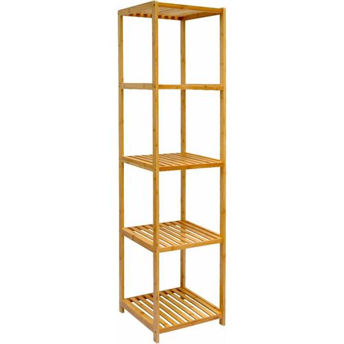 4057216037593 - - Badregal 38x395x1625cm Bambus Holz Regal 5 Fächer Bad Badezimmer Standregal - braun