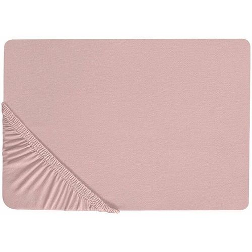 4251682271837 - Beliani - Spannbettlaken Rosa Baumwolle mit Gummizug 90 x 200 cm Betttuch für Klassische Hohe Matratze Atmungsaktiv Schlafzimmer Kinderzimmer - Rosa