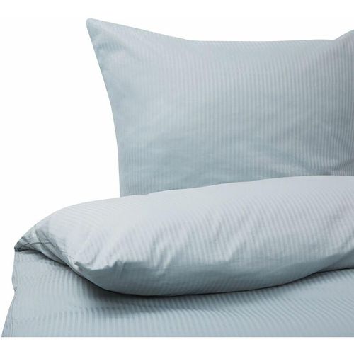 4251682270847 - Beliani - Bettwäsche Set Grau Streifen Baumwolle 3-teilig Überlänge für Doppelbett 200x220 cm 2 Kopfkissenbezüge und Deckenbezug mit Knopfverschluss