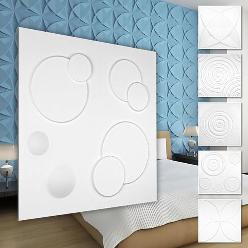4251874658033 - Hexim - 3D Wandpaneele aus pvc Kunststoff - weiße Wandverkleidung mit 3D Optik - Kringel Motive 5 qm 20 Platten HD108 4251874658033 - Hexim - 3D Wandpaneele aus pvc Kunststoff - weiße Wandverkleidung mit 3D Optik - Kringel Motive 5 qm 20 Platten HD108