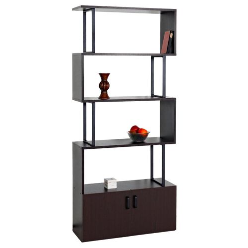 4057651612218 - Bücherregal MCW-A27 Regal Standregal Raumteiler Wohnregal Staufach mit Tür 183x80cm 3D-Struktur ~ dunkelbraun 4057651612218 - Bücherregal MCW-A27 Regal Standregal Raumteiler Wohnregal Staufach mit Tür 183x80cm 3D-Struktur ~ dunkelbraun