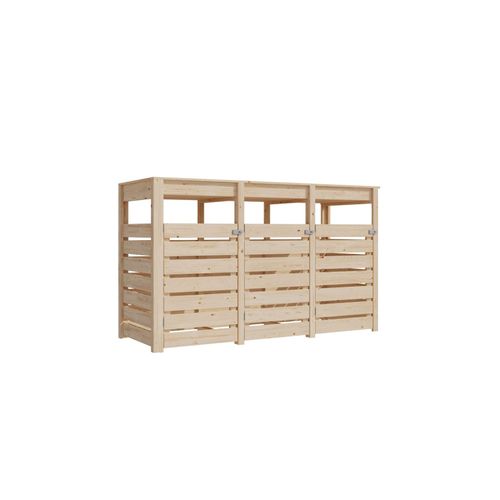 4010090938752 - Karibu Mülltonnenunterstand für 3 Mülltonnen naturbelassen Mülltonnenbox Gartenbox 238x143x88 in cm (BxHxL) 4010090938752 - Karibu Mülltonnenunterstand für 3 Mülltonnen naturbelassen Mülltonnenbox Gartenbox 238x143x88 in cm (BxHxL)